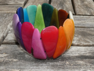 Náramek tagua (užší, kapky, duha)